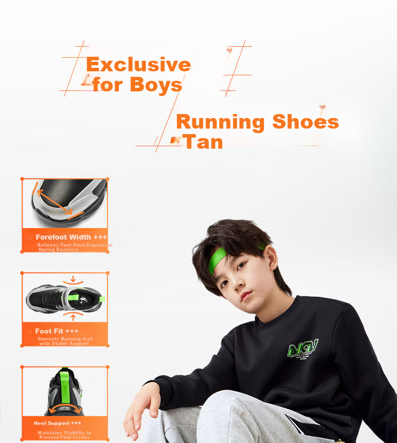 QIAODAN Boys Running Shoes Children's Leather Velcro Sports Shoes Autumn Winter Big Kids Black/Silver Size 40 4
