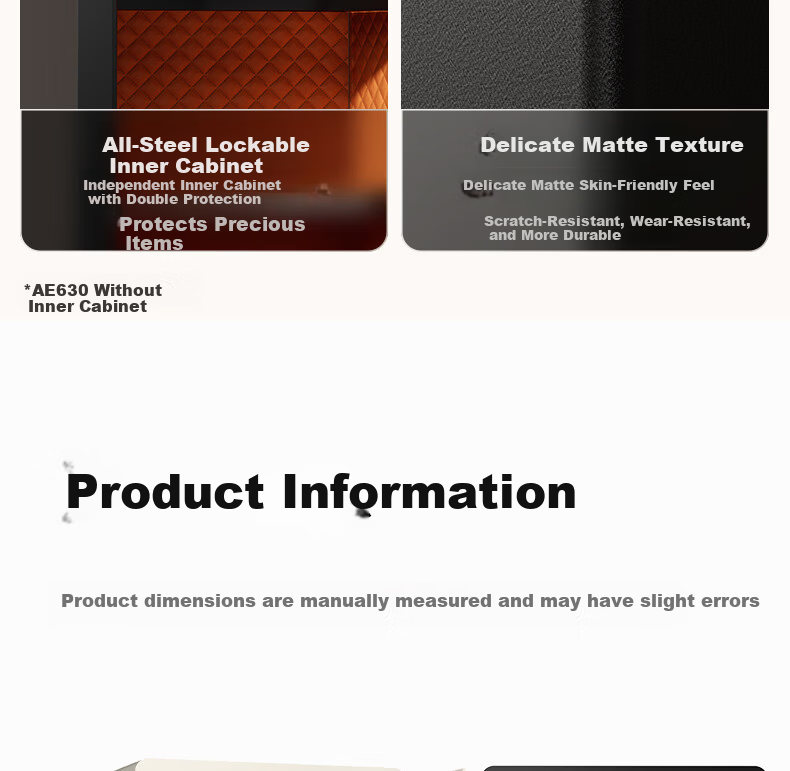 Deli Home Fingerprint Password Safe Office Small File Cabinet Wall-Inset Bedside Storage Box 60cm Black AE631-Z 14