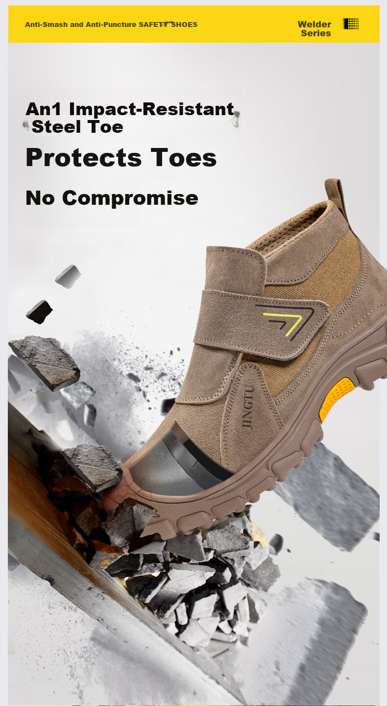 Jingtu Electric Welder Labor Protection Shoes Men's Steel Toe Anti-Smash Anti-Puncture Lightweight Comfortable Wear-Resistant Safety Work Shoes 3025G Size 43 4