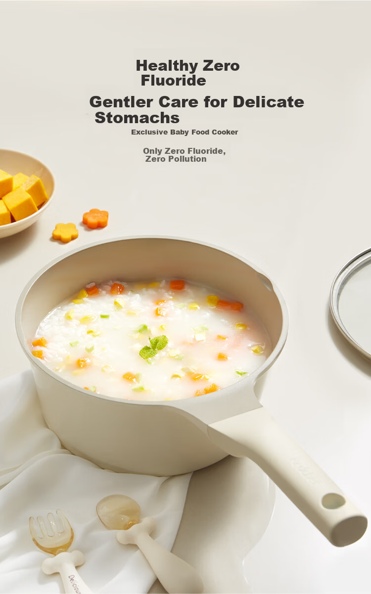 Red Chef Titanium Ceramic Milk Pot with Steamer Basket 20cm Baby Food Supplement Pot Non-stick Small Milk Pot for Gas Stove and Induction Cooker 3