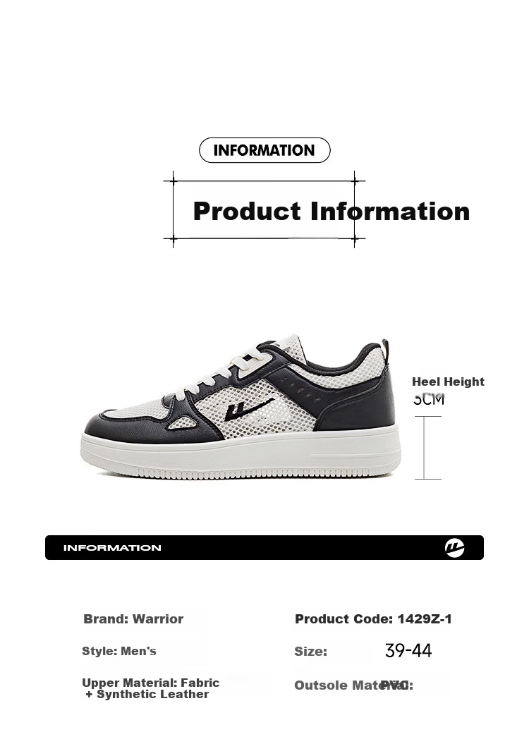 Warrior Official Men's Sneakers 2026 Summer New Comfortable Versatile Mesh Shoes Men Beige Black Size 41 5