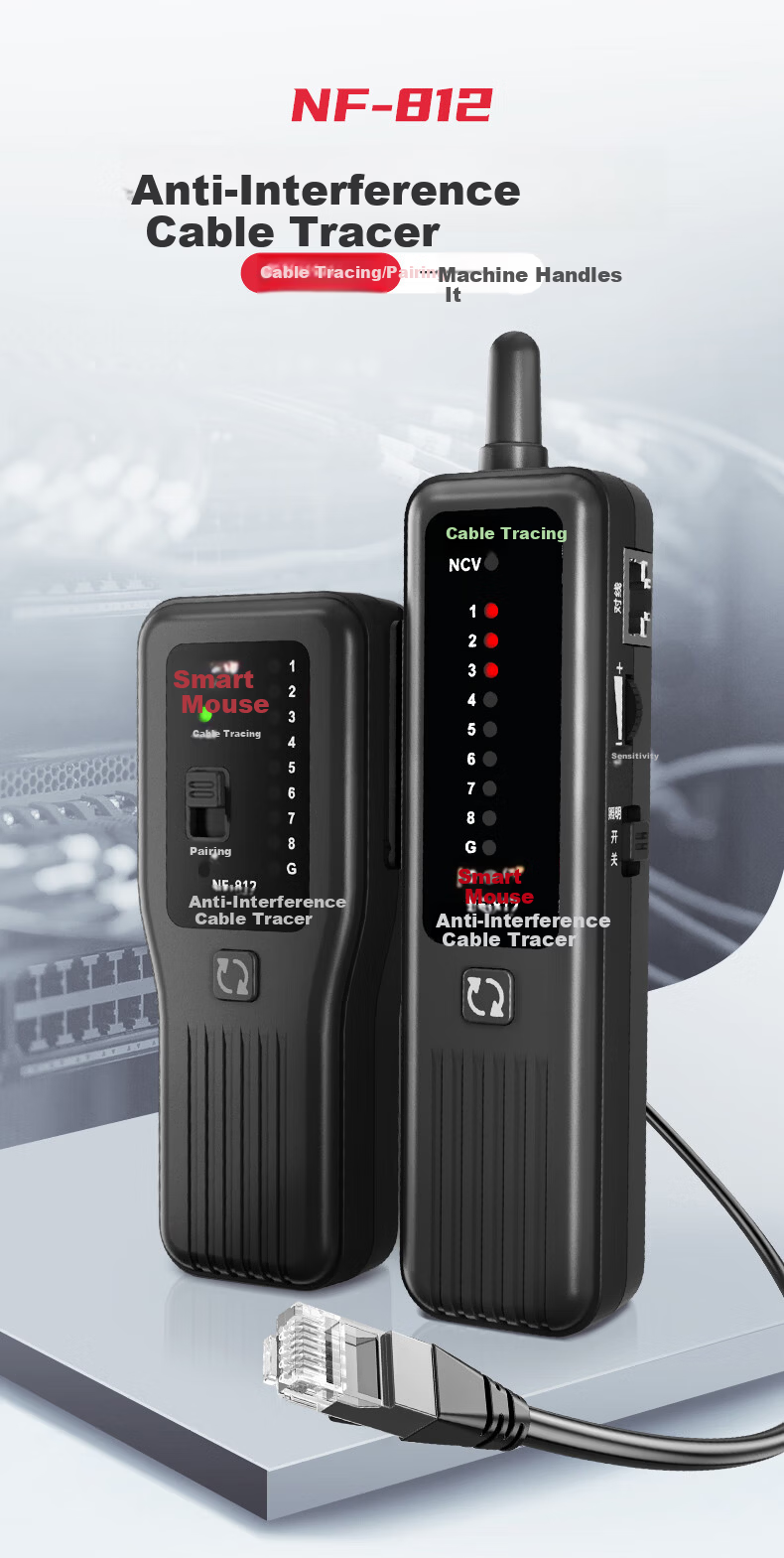 Smart Mouse NF-812 Network Cable Tester Multifunctional Line Tracker Signal Tester Inspection Tool Set 2