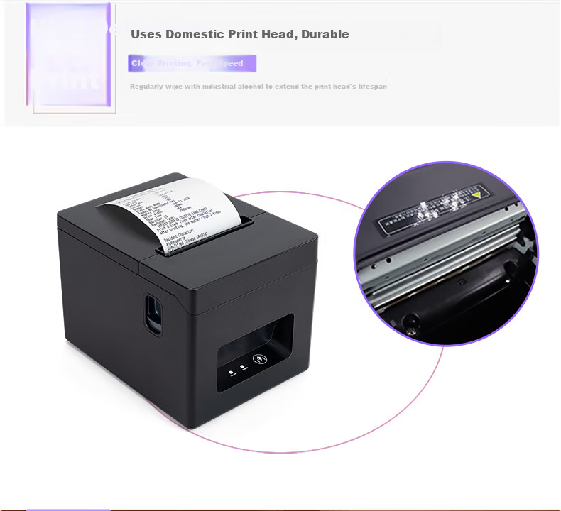 Dongwei 80mm Thermal Receipt Printer for Restaurant Hotel Kitchen Meituan Takeout Supermarket Milk Tea Shop Cash Register with Auto Paper Cutter USB 4