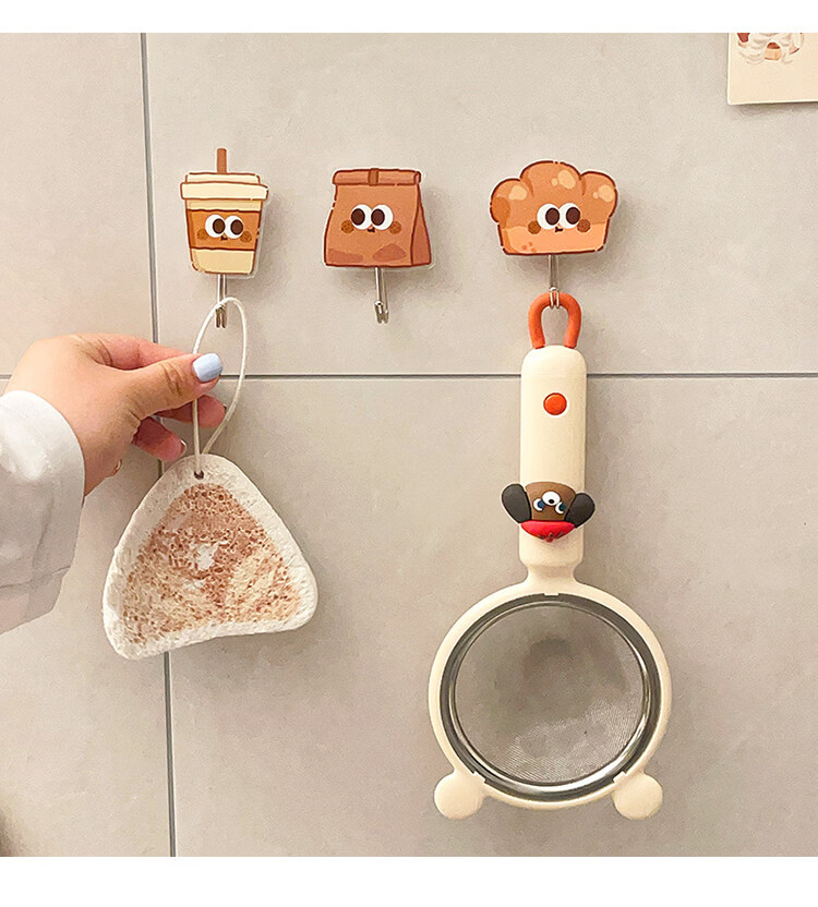 Fan Ye Acrylic Hooks 7-Pack Strong Load-Bearing No-Drill Adhesive Hooks for Bathroom Door Kitchen Wall Damage-Free Sticky Hooks 5
