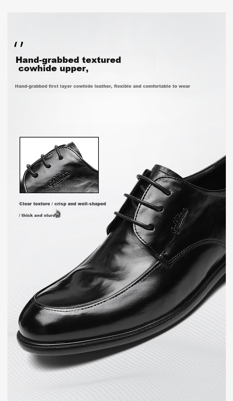 Goldlion Men's Shoes 26 Spring New Business Leather Shoes Durable Comfortable Men's Derby Shoes G508610158AAA Black Size 40 3