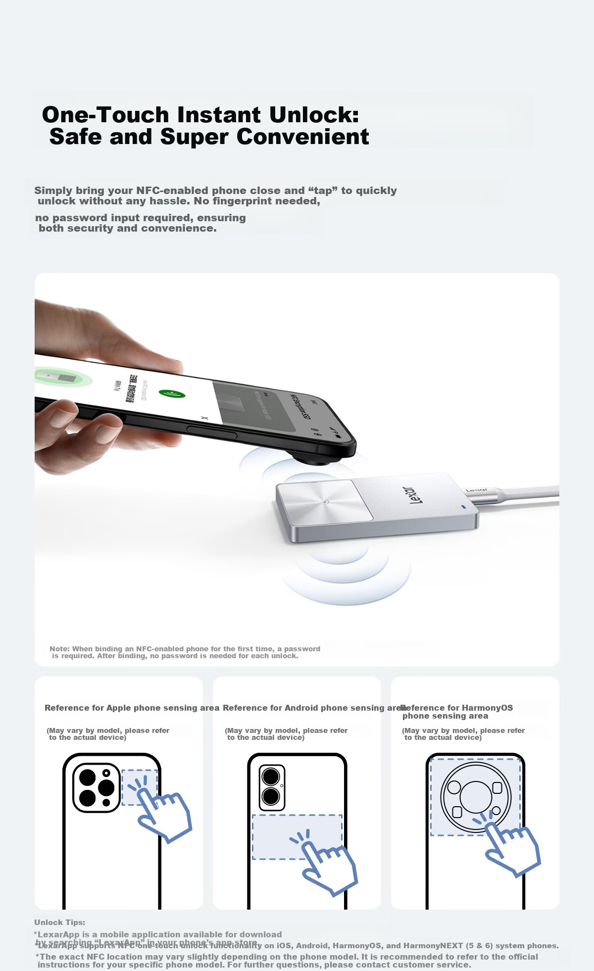 Lexar 1TB Type-C USB 3.2 NFC Dual-Encryption Portable SSD (PSSD) One-Touch Unlock Secure and Convenient for Business/Enterprise/Privacy Encryption 6