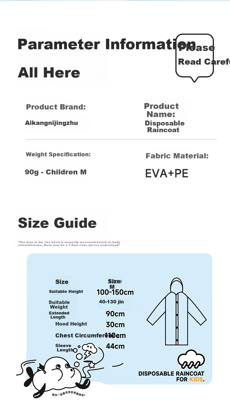 AIKANGNI Children's Raincoat for Ages 6-12, Disposable Thickened Heavy-Duty Waterproof Student Full-Body Protection Portable Stylish Bubble Rabbit Desig 13