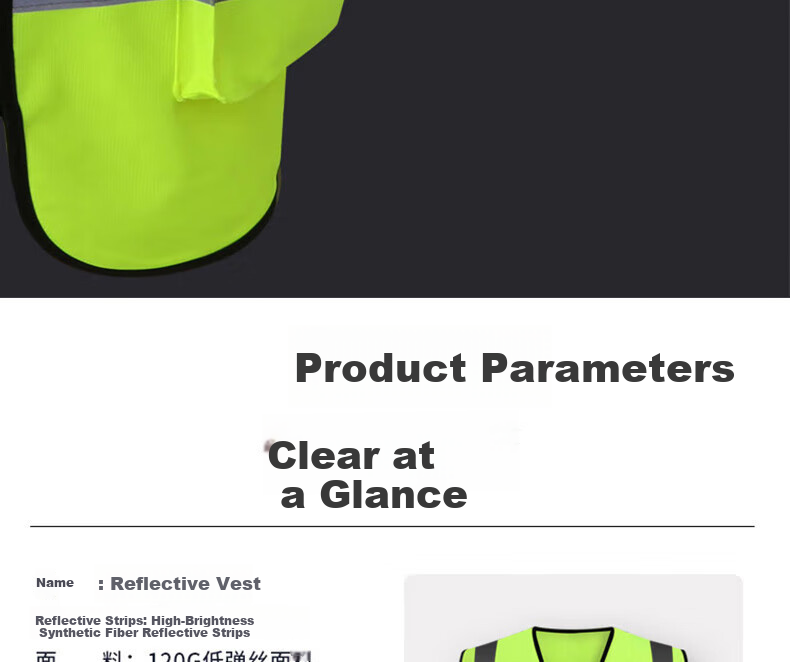 BAIGE Reflective Vest Durable Thickened Traffic Construction Sanitation Vest Fluorescent Multi-pocket Zipper Orange CW365757 15