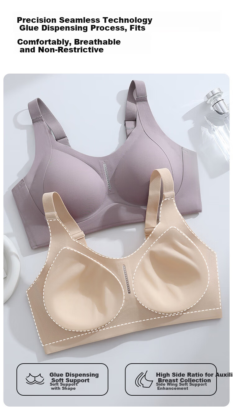 GRACEWELL Seamless Large Bust Minimizing Lift Support Wireless Push-Up Sports Bra Thin 10