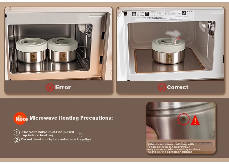 CAMUZ Insulated Lunch Box 316 Stainless Steel Microwaveable Thermal Container Large Capacity 4-Pack 8