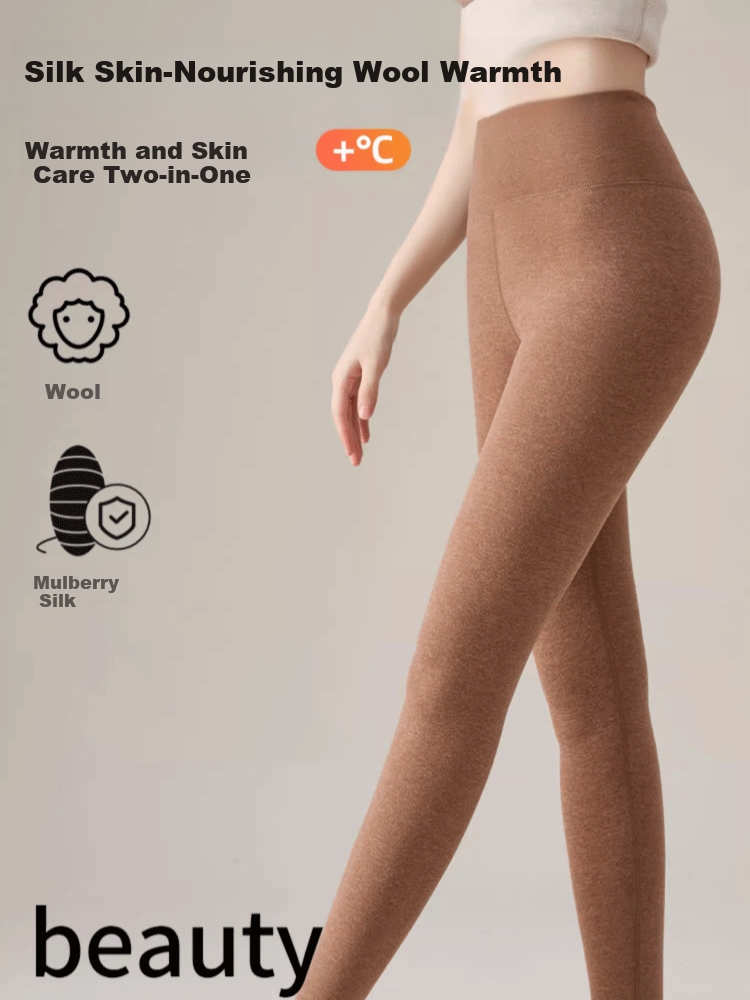 Ziyouxi Women's Autumn Winter High-Waist Thermal Wool and Silk Antibacterial Fleece-Lined Leggings 10A 1