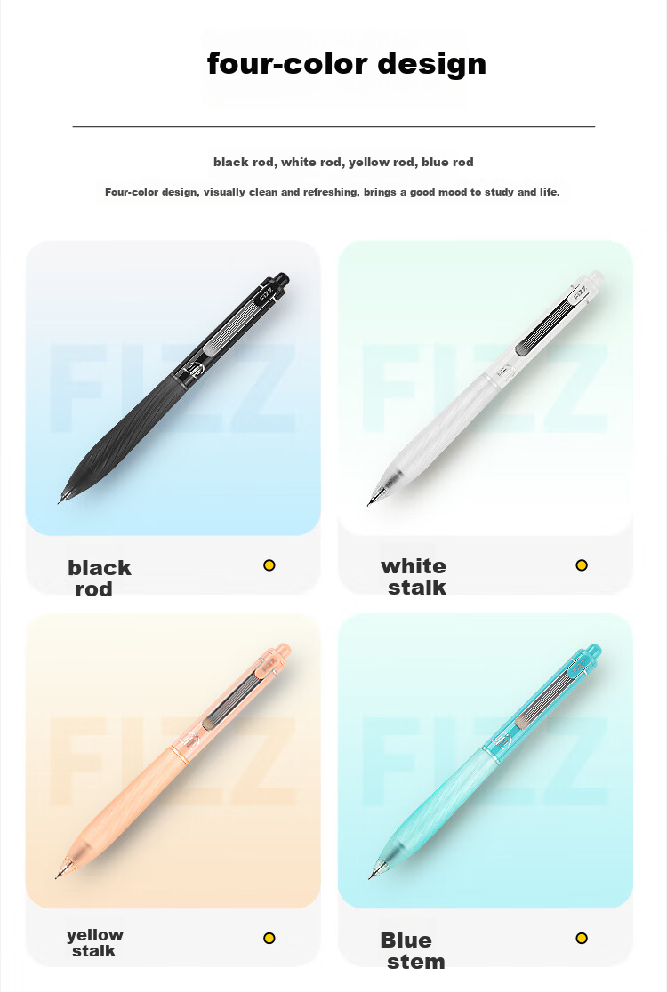Fizz Low Noise Click Gel Pen 0.5mm Quick-Dry Dual Ballpoint Soft Grip Large Capacity Office Signature Pen Green B73012 3