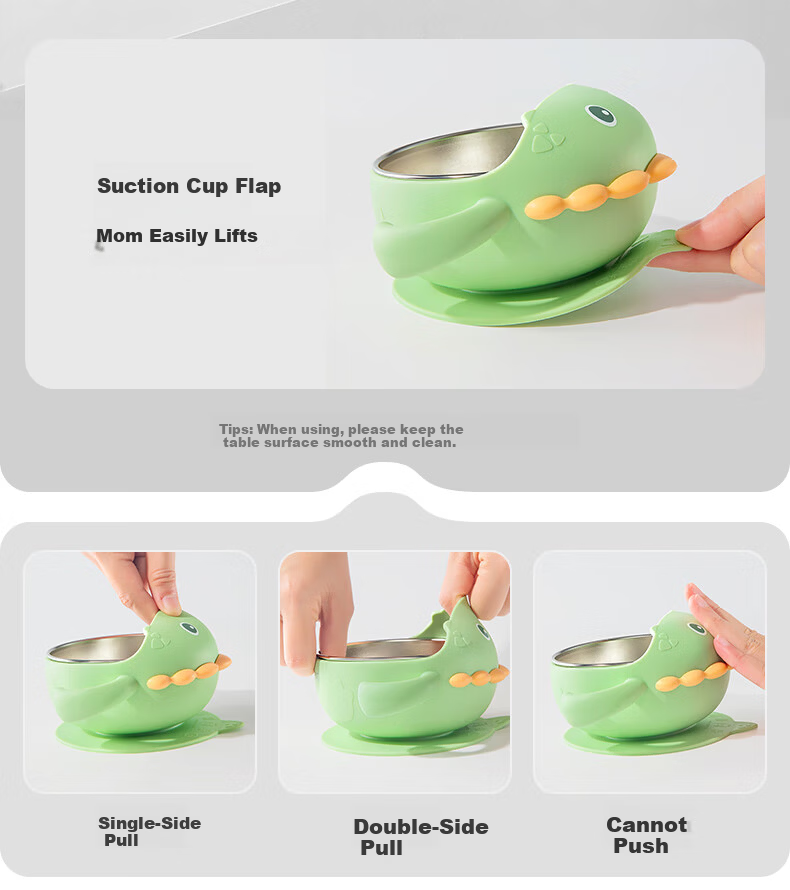 Betis Baby Feeding Bowl Infant Food Tool Children's Tableware Stainless Steel Silicone Suction Bowl Cheese White 12