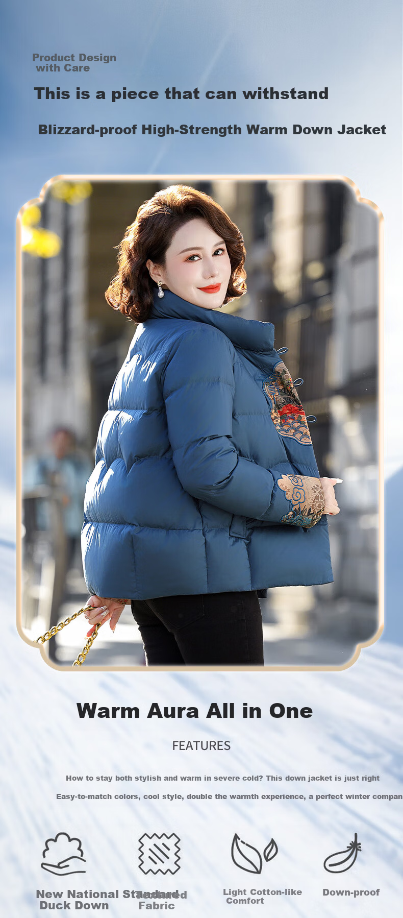 SNOWFLYING Women's Short Down Jacket 2025 Winter Loose Warm Stand Collar 90% Down Coat Mom Style Dark Red L 2