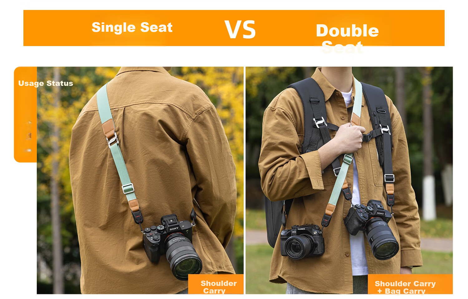 CWATCUN Kaden Camera Shoulder Strap Wrist Strap 3-in-1 Quick Release Buckle Crossbody Neck Strap for Sony Canon Fuji Nikon 9