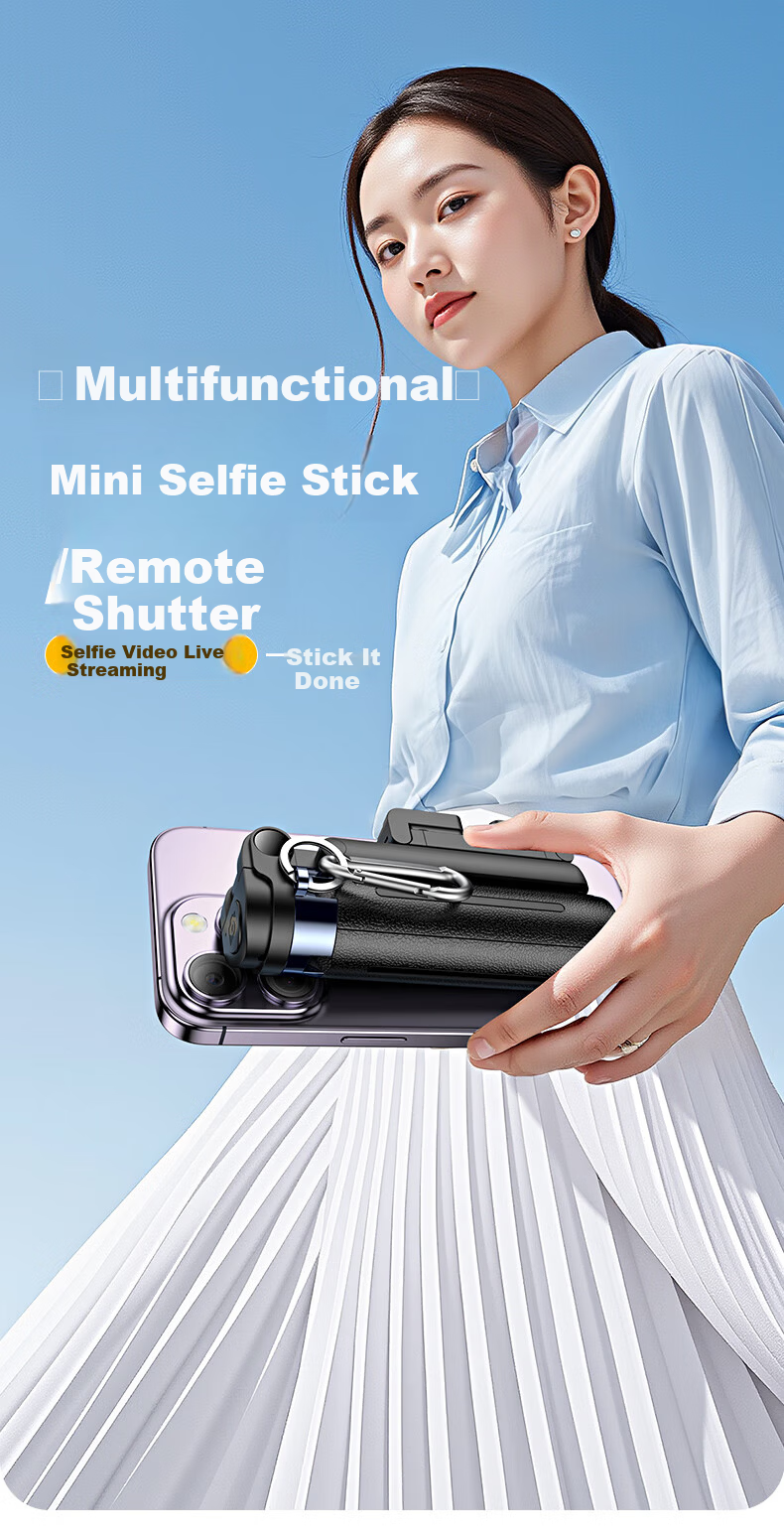 Samtogo Zoom Mini Selfie Stick Phone Holder Floor Tripod Compact Portable Travel Gadget 360° Rotating Stabilized Gimbal Follow Shooting Multifunctional All-in-One 3