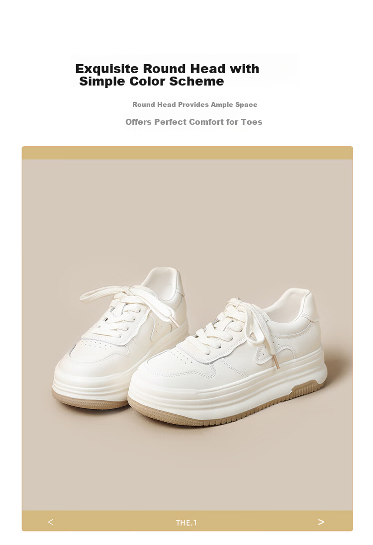 Zhuoshini Self-operated Thick-soled Women's White Sneakers 2026 Spring New Retro Casual Shoes Off-white Size 39 2