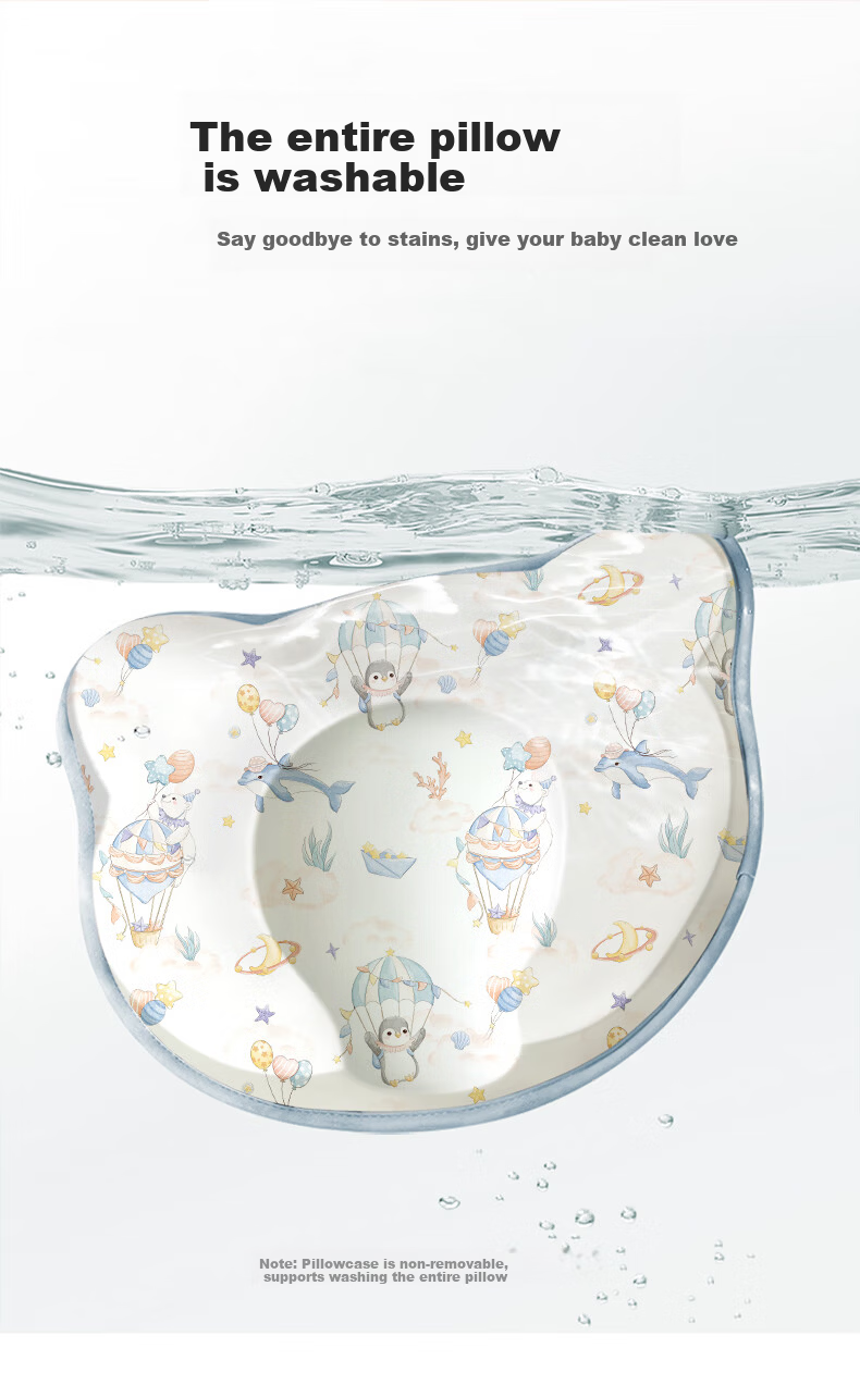 Aibao Baby Shaping Pillow with Silicone Core 0-1 Newborn Pure Cotton Pillowcase Baby Pillow Xingmeng Hailv S855 7