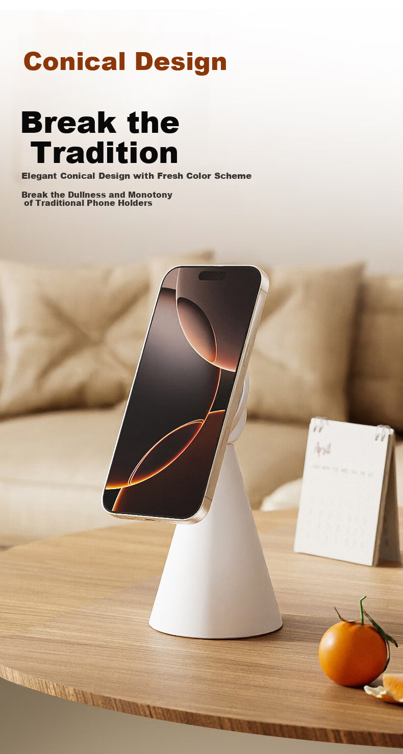 Pisen Double-Sided Magnetic Silicone Ring Holder Phone Stand, Compact Portable Stable 360° Rotating Detachable, Suitable for Apple 17 Pro Max, Huawei Mate 70 Titanium Original Color 6