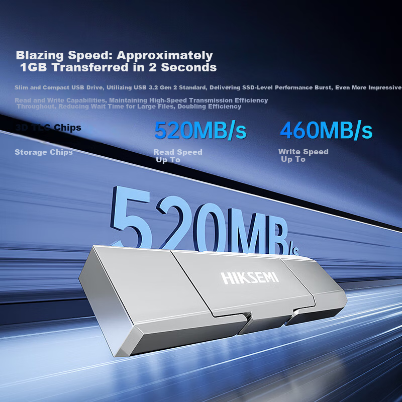 HIKVISION 256GB Dual Interface Solid State USB Drive Type-C/USB3.2 520MB/s High-Speed Mobile USB Flash Drive for Huawei Apple iPhone PC Large Capacity S500