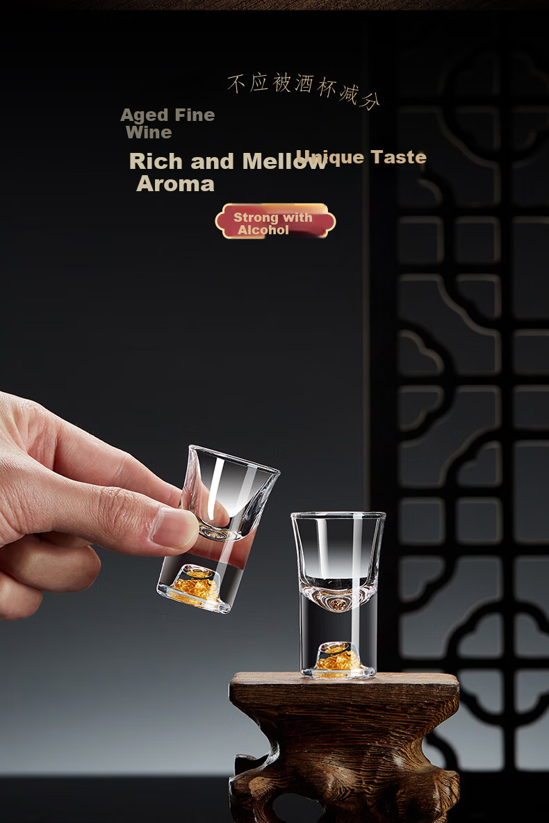 Green Apple Handheld Jinshan Gold Foil 60ml Baijiu Glasses Set of 6 Crystal Glass Liquor Cups Yellow Wine Glasses Housewarming Birthday Gift 7
