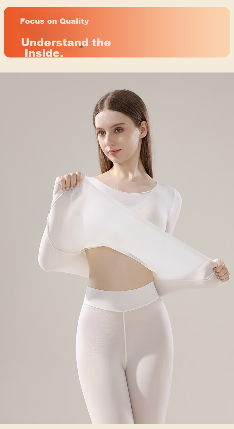 LangSha Women's Thermal Underwear Set Autumn Base Layer Skin Care High Elastic Slim Seamless Thin Warm Winter 12