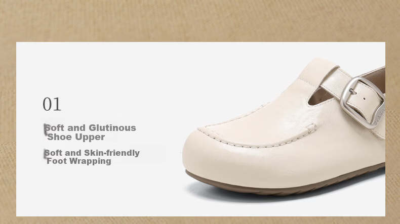 St&Sat Genuine Leather Loafers for Women, 2026 New Summer Style, Full-Coverage Retro Versatile Slip-On Soft-Soled Comfortable Commuter Birkenstock Shoes 7