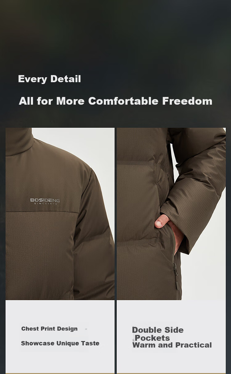 Bosideng Off-Season Winter Men's Loose Short Thickened Stand Collar Casual Down Jacket 8