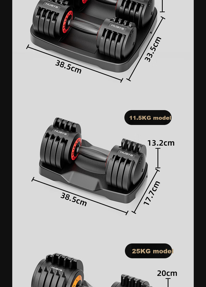 HUAYA Adjustable Dumbbell Men’s Quick-Adjust Hand Weight 11.5kg Home Strength Training Fitness Equipment 15