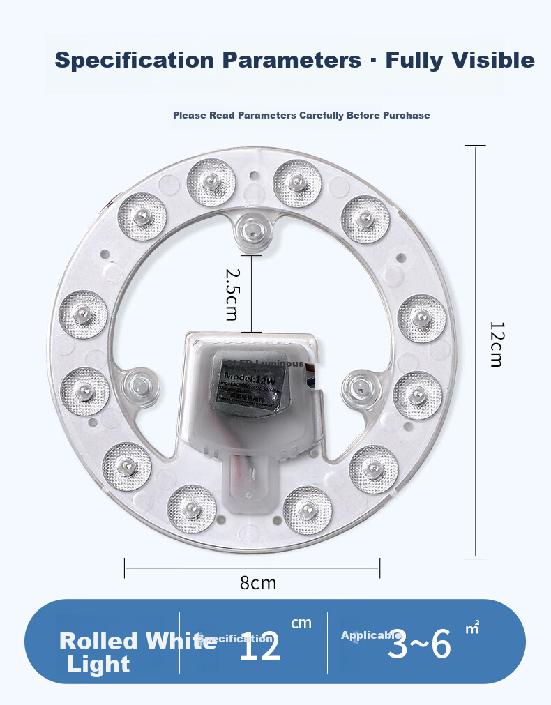 Shengbodun LED Ceiling Light Panel Replacement Core Round Magnetic Module Light Strip Tube 72W Tri-Color Dimmable 2