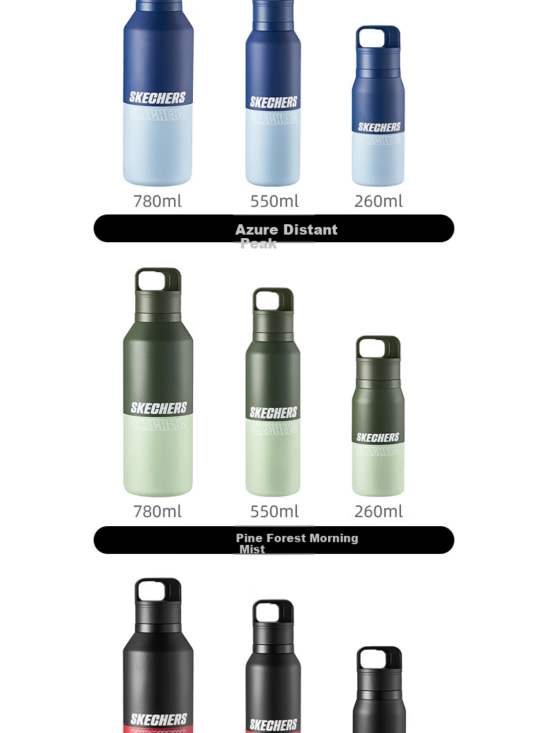 Skechers Qingyu Flash Insulated Water Bottle Student Portable Large Capacity Car Outdoor Deep Blue Summit 550mL 18