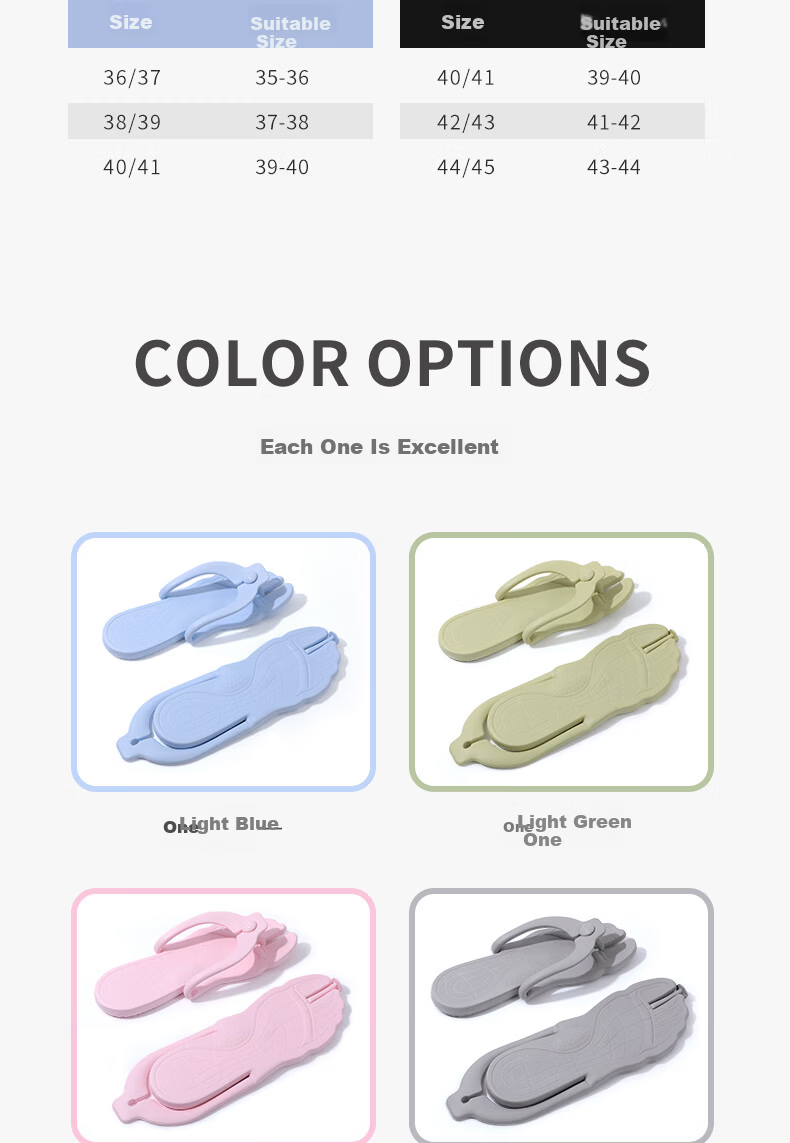 Grace Foldable Travel Slippers, Portable Summer Shower Non-Slip Flip-Flops for Women And Men, Breathable Sandals, Light Blue, Size 42-43 6