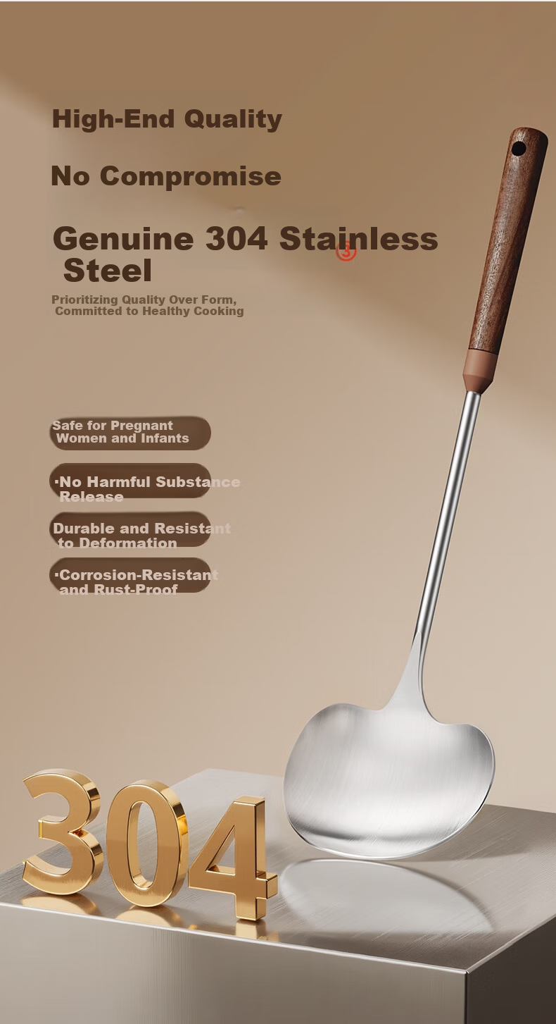 ASD Stainless Steel Mushroom Shaped Spatula Cooking Spoon Large Chinese Iron Wok Turner Food Grade Household Frying Spatula 6