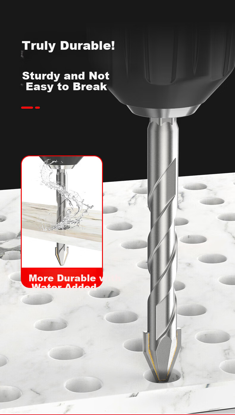 HUHAO Ultra-Hard Ceramic Angled Eccentric Drill Bit for Drilling Porcelain Tiles, Specialized Alloy Triangular Drill Bit for Hole Making And Rotating Head 3
