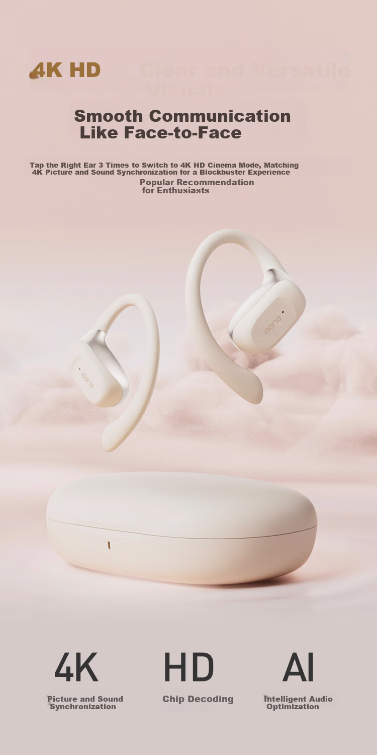 IGene 2026 New 6.0 Bluetooth Bone Conduction Earphones Open-Ear Wireless Sports Running Long Battery Life Compatible with Apple Huawei Xiaomi 7