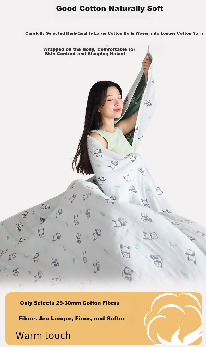 Hengyuanxiang Pure Cotton A-Class Antibacterial Six-Layer Gauze Cotton Blanket Thickened Air Conditioning Quilt 2.1 Jin Sleep Peacefully 3