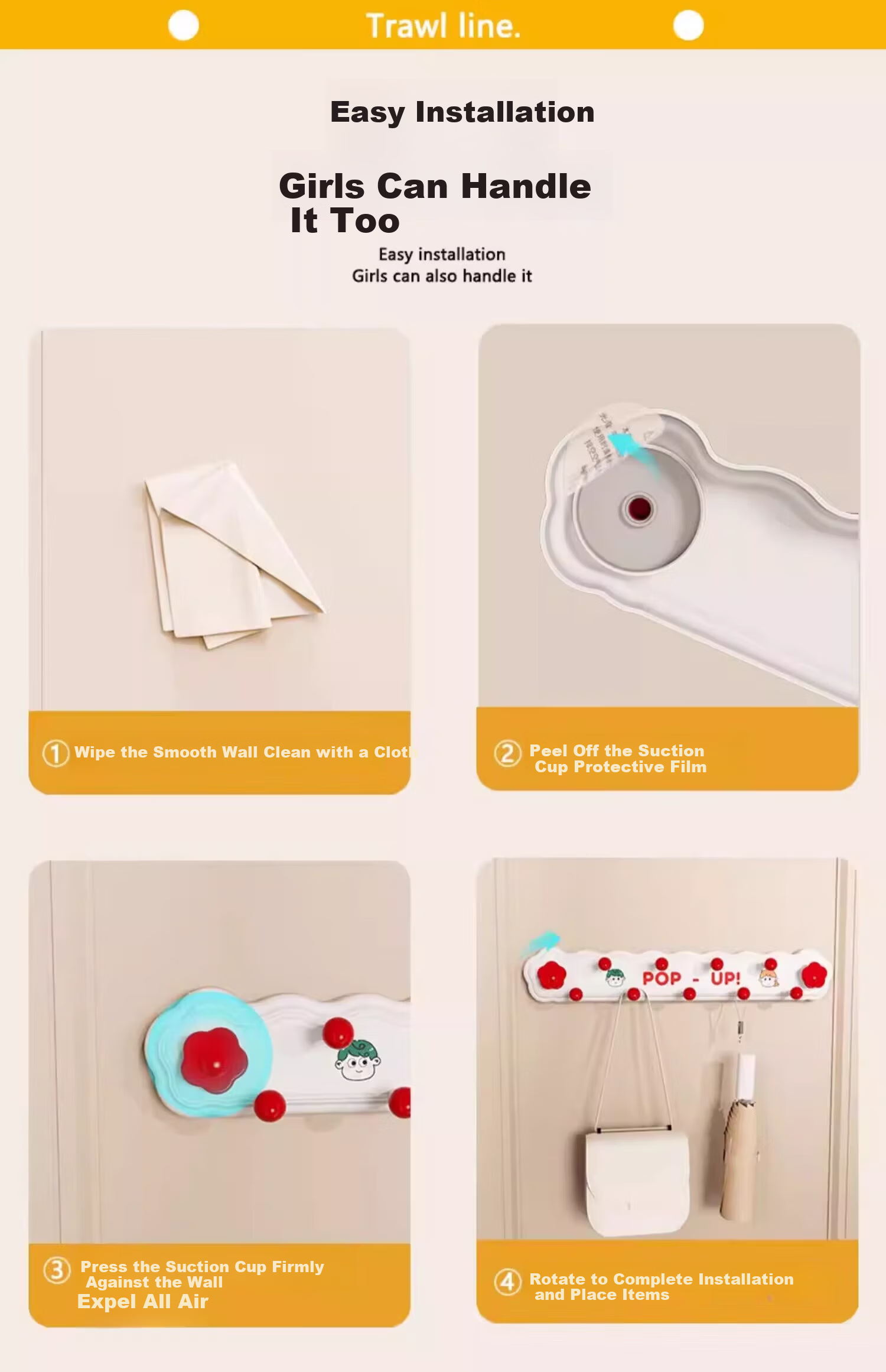 FAJIENUO Dopamine Suction Cup Rotating Row Hook No Drilling Strong Load-Bearing Bathroom Kitchen Brown - Suction Cup 9 Hooks 17