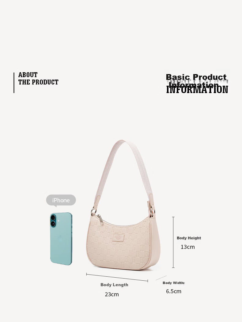 Dickies Women's Shoulder Bag Crossbody Bag Versatile Compact Monogram Print Handheld Underarm Bag Commuter Travel Small Bag Cream Almond White 5