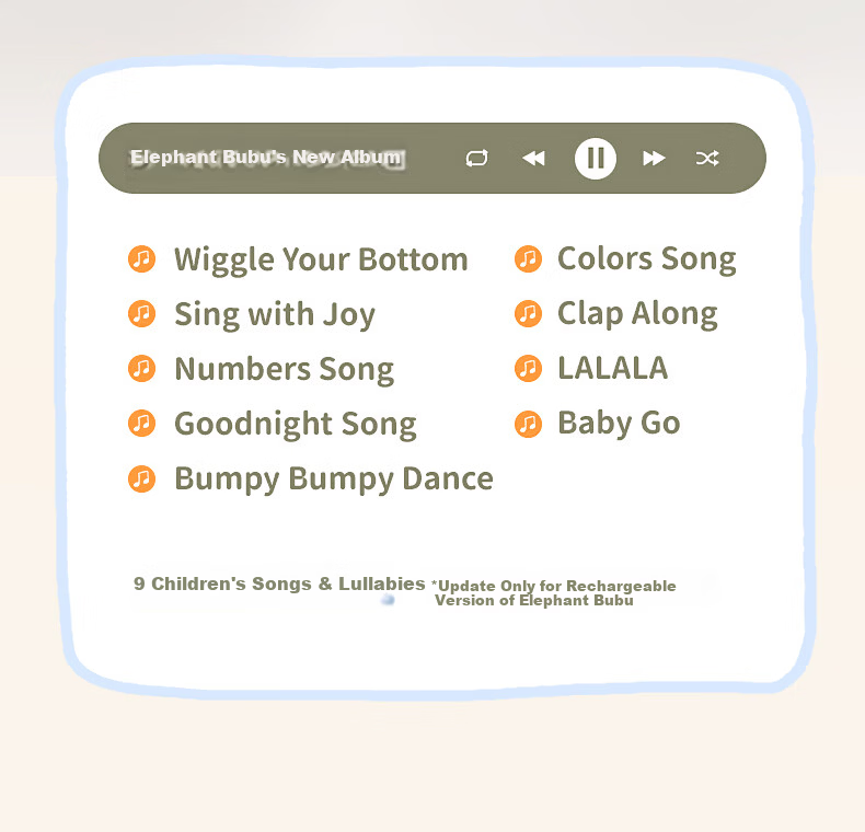 BABYGREAT Hide and Seek Elephant Electric Toy Rechargeable Doll Soothing Newborn Gift First Birthday Present 8