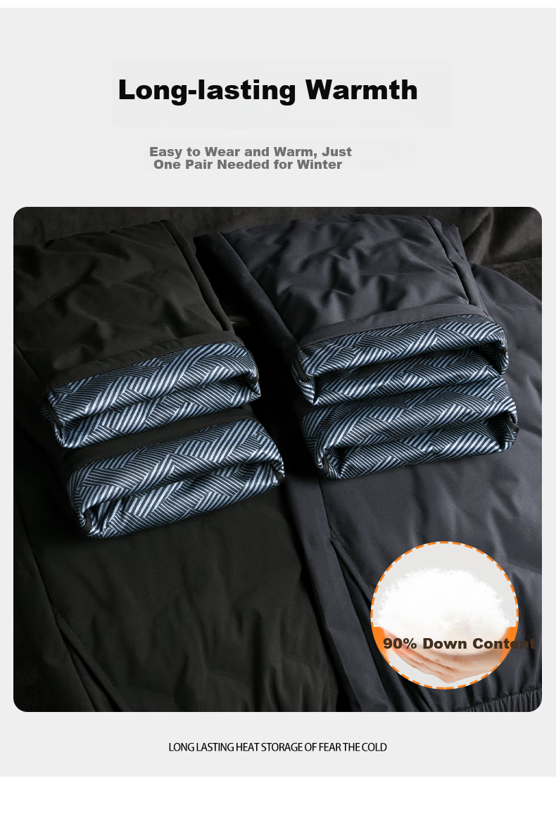 YAYA Men's Winter Thickened Waterproof Straight Down Pants, Fleece-Lined Warm Casual Outdoor Trousers 9915 7