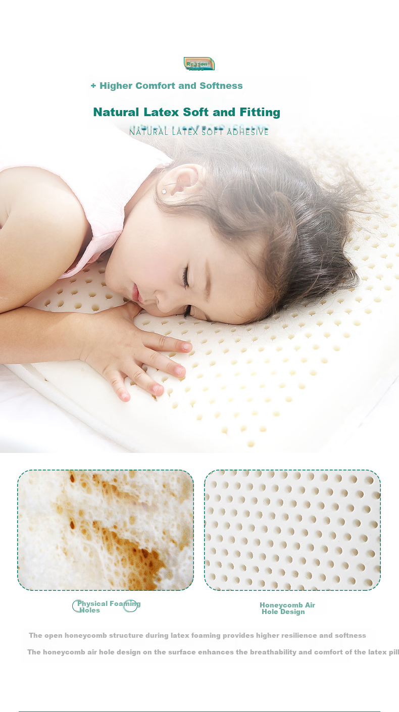 JaCe Children's Latex Pillow 96% Content Adjustable Infant Toddler Pillow 0-6 Years Antibacterial Class A Pink Pillowcase *2 7