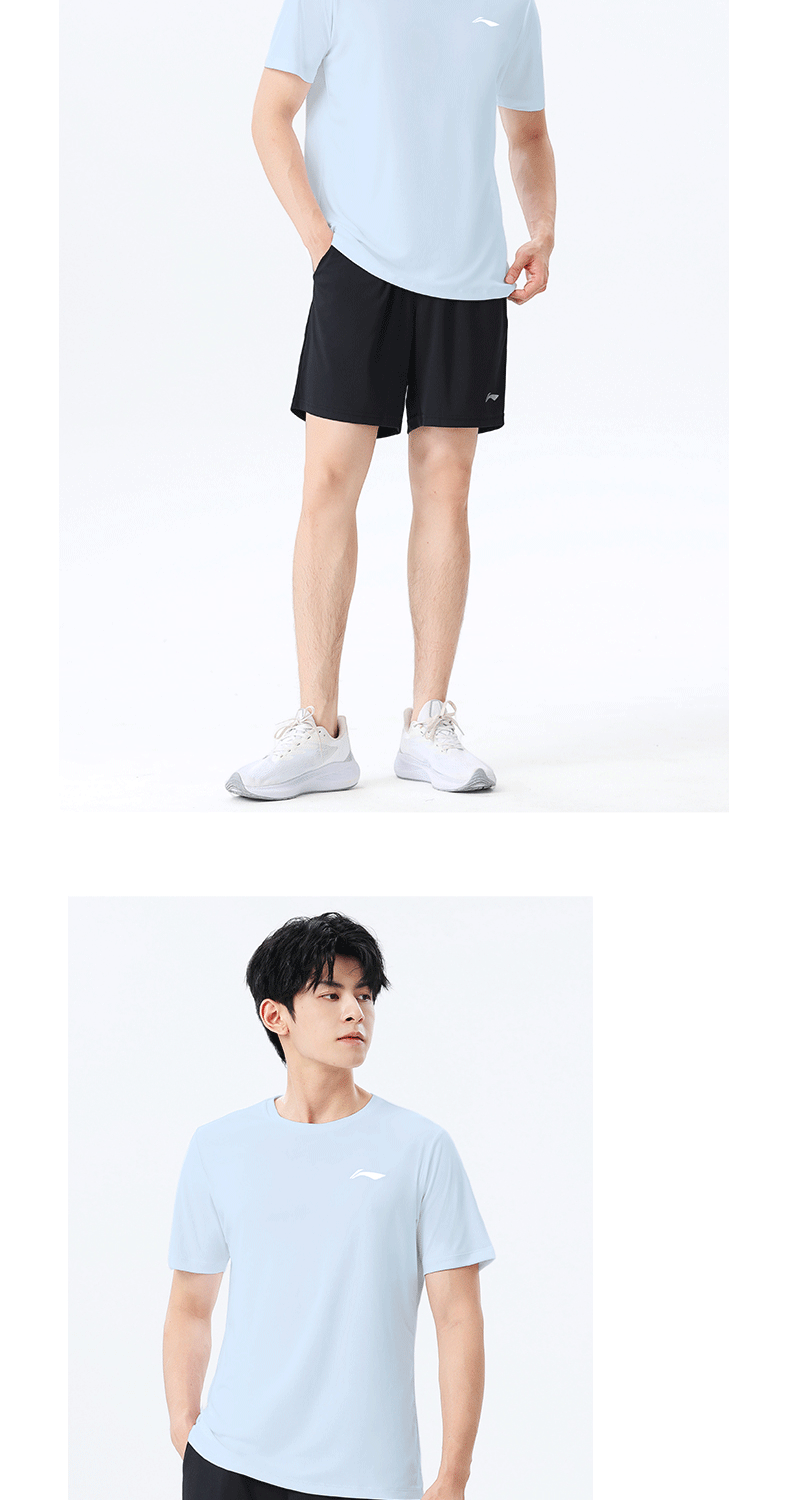 LI-NING Ice Silk Quick-Dry Sports Set Men 2026 Summer New Short Sleeve T-Shirt and Shorts Running Apparel 12