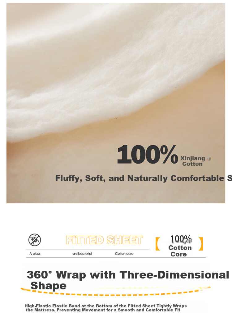 Hodo Class A 100% Xinjiang Cotton Pure Cotton Fitted Sheet 1.5x2m Mattress Protector Winter Quilted Bed Cover Elegant Gray 12