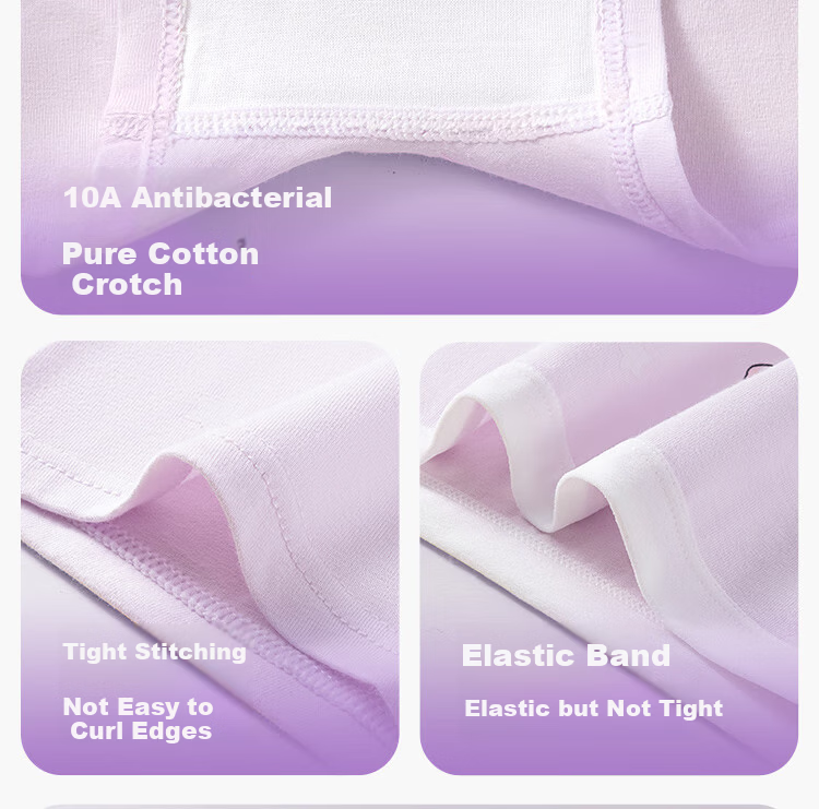 Hodo Children's Underwear Girls' Pure Cotton A-Class Comfortable Breathable Antibacterial Boxer Briefs for Girls Age 10 Development Stage 10