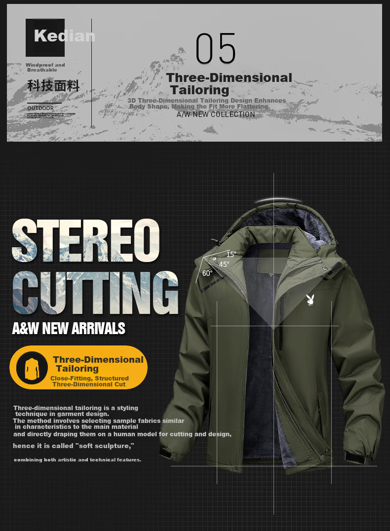 PLAYBOY Men's Cotton Jacket Autumn Winter Hooded Warm Fleece Lined Casual Loose Coat Off-White 7XL 3