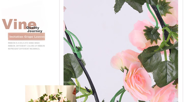 Shengshi Taibao 69-Head Pink Artificial Rose Vine Greenery Faux Flowers Plastic Fake Flowers Air Conditioner Pipe Decoration 4