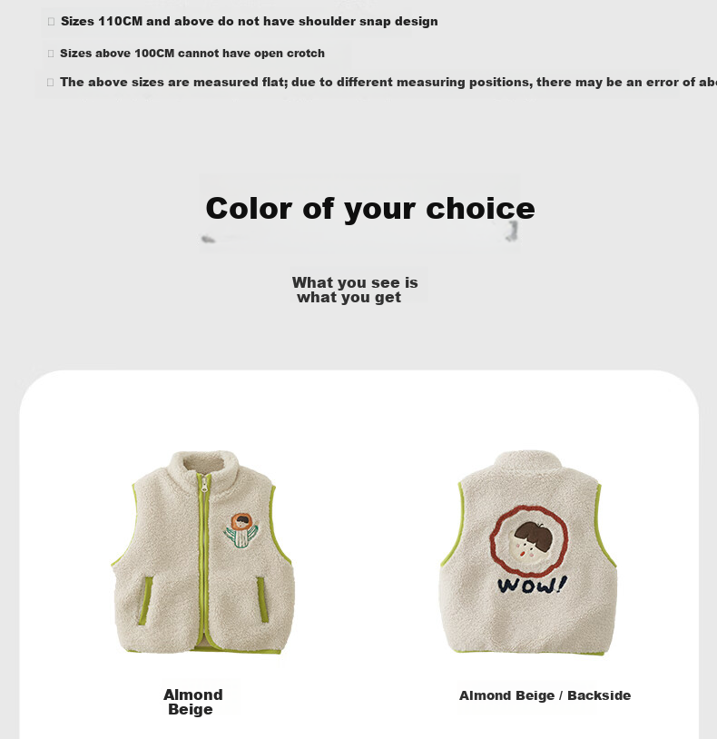 Ciciibear Boys' Lamb Fleece Vest Spring and Autumn Baby Warm Waistcoat Children's Outerwear Infant Jacket 10