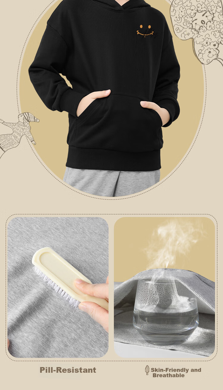 Jeanswest Boys' Autumn Wear 2025, Children's Sweatshirt, Big Kids' Long-Sleeve Top, Spring And Autumn Style, Boys' Hooded Pocket Pullover 9