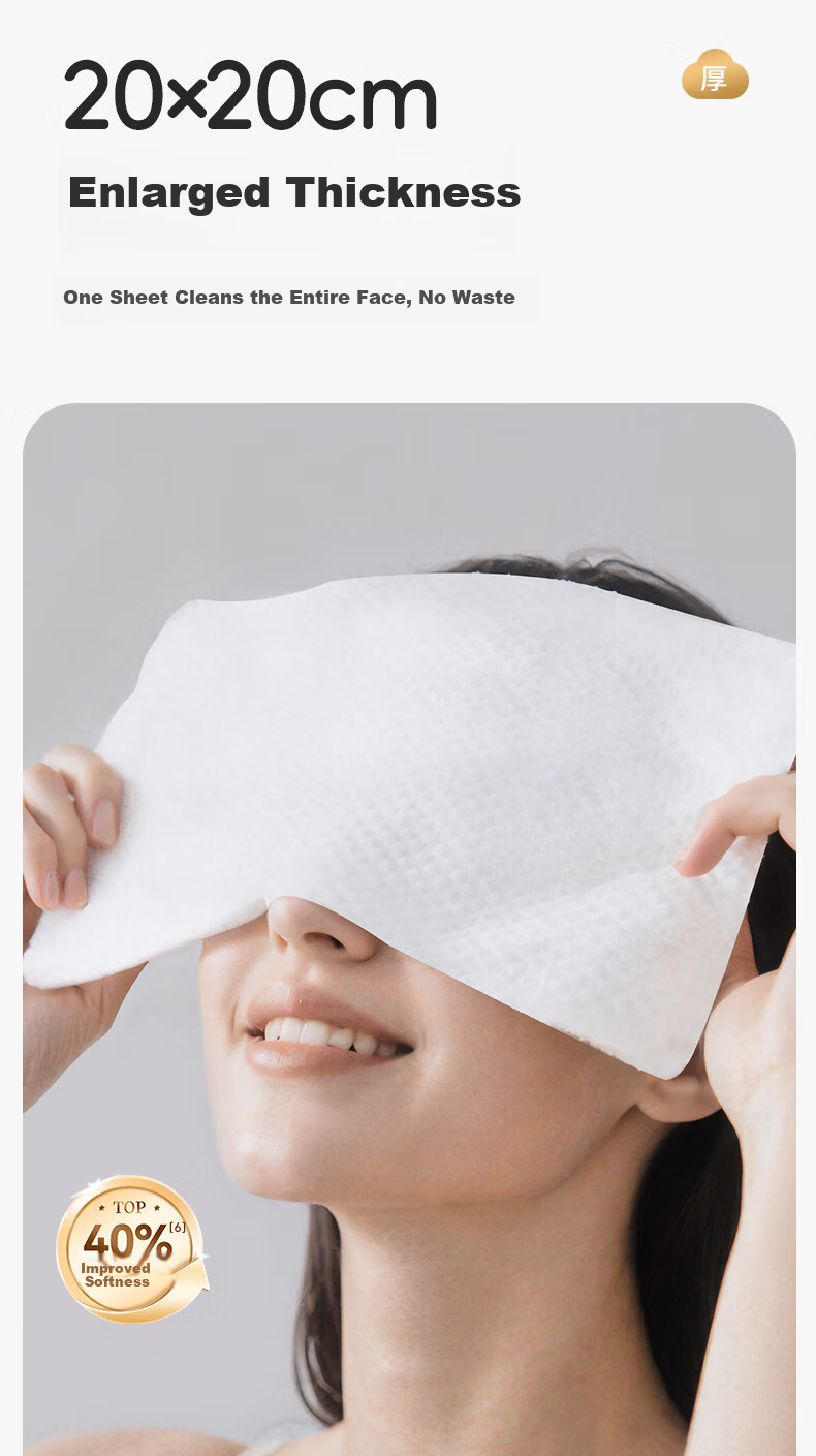 FulCotton Full Cotton Soft Wipes Dual-Use Dry and Wet Hanging Thick Facial Towels 210 Sheets*1 Pack 10