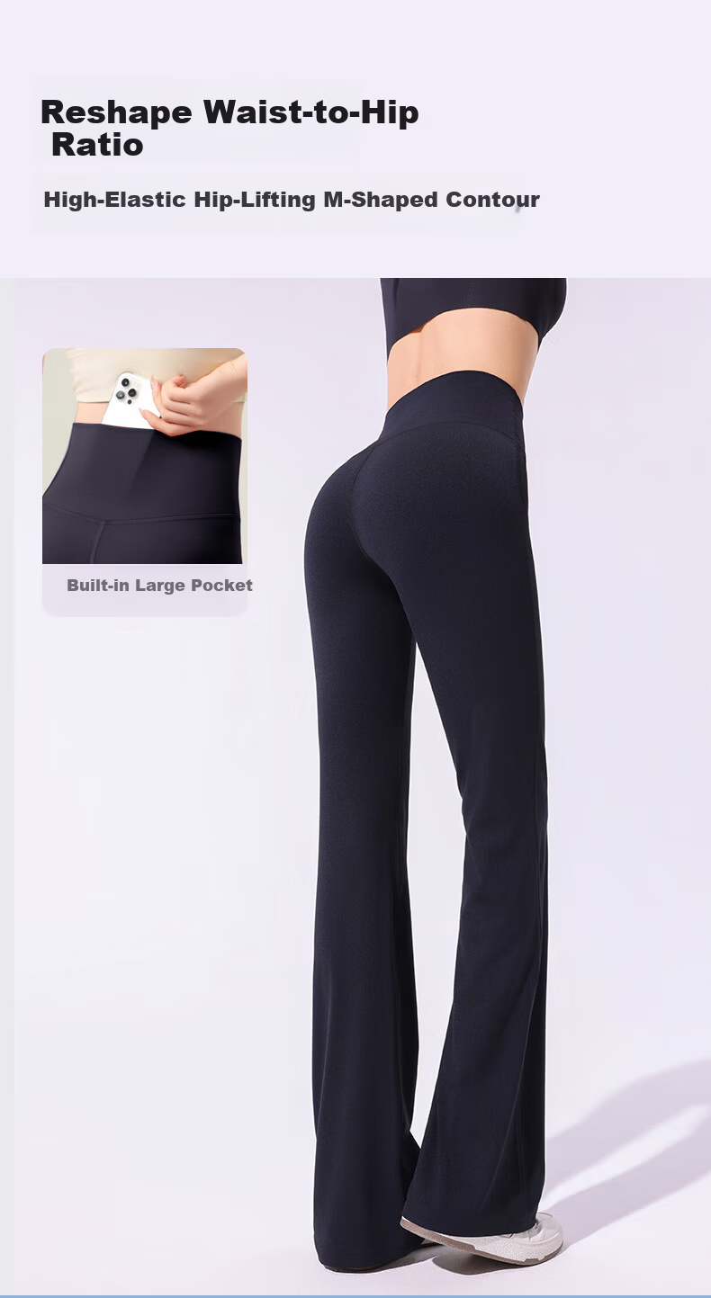 MiiOW Micro Flared Pants, 2026 Spring And Summer Women's New Style Flared Trousers, Tummy Control Leggings, Outer Wear Yoga Fitness Shark Pants, Sun Protection Pants 7